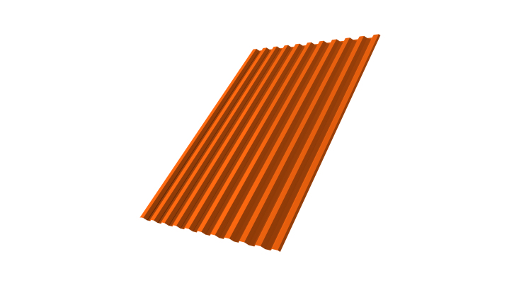 Профнастил С21R 0.45 PE цвет RAL 2004 оранжевый
