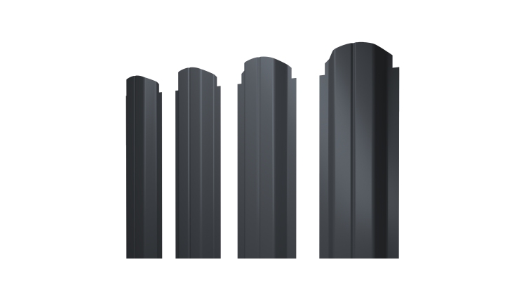 Штакетник П-образный А фигурный 0,45 Drap-double TX RAL 7024 мокрый асфальт